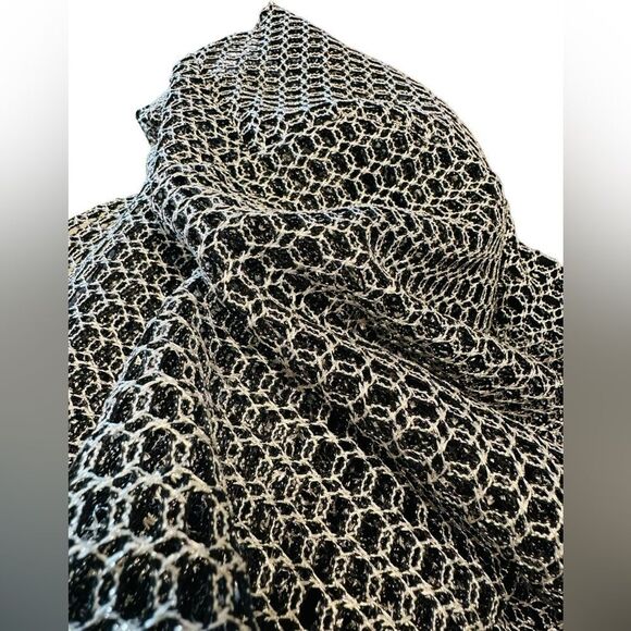 ALEXANDRA KATSAITI Women Open Weave Coverup With Fringe Silver Black Size Small - Picture 10 of 11